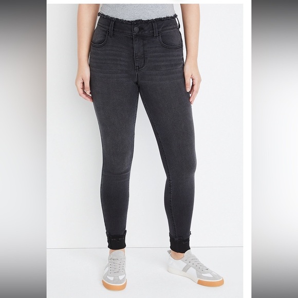 Maurice’s m jeans by maurices™ Cool Comfort Black High Rise Frayed Waist Jegging - Picture 1 of 8